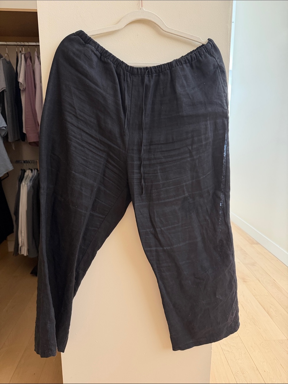 Zara Black Women's Relaxed Linen-Blend Trousers